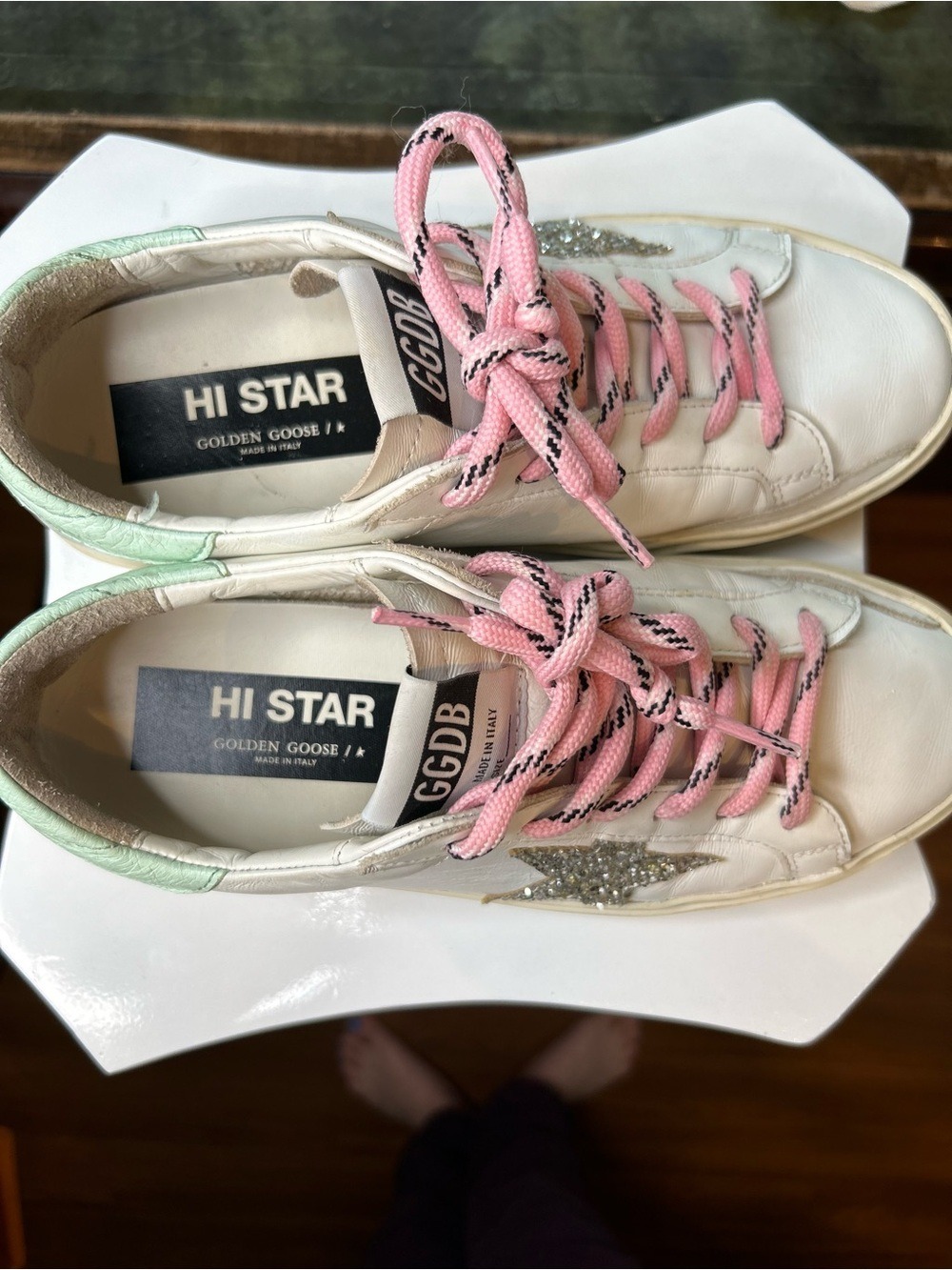 Golden Goose Hi Star Glitter Star Pink Laces Sneaker EU 38 - Picture 5 of 15